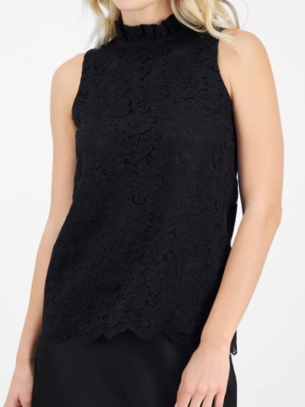 ANNE KLEIN BOW-BACK SLEEVELESS LACE BLOUSE (SIZE MEDIUM)